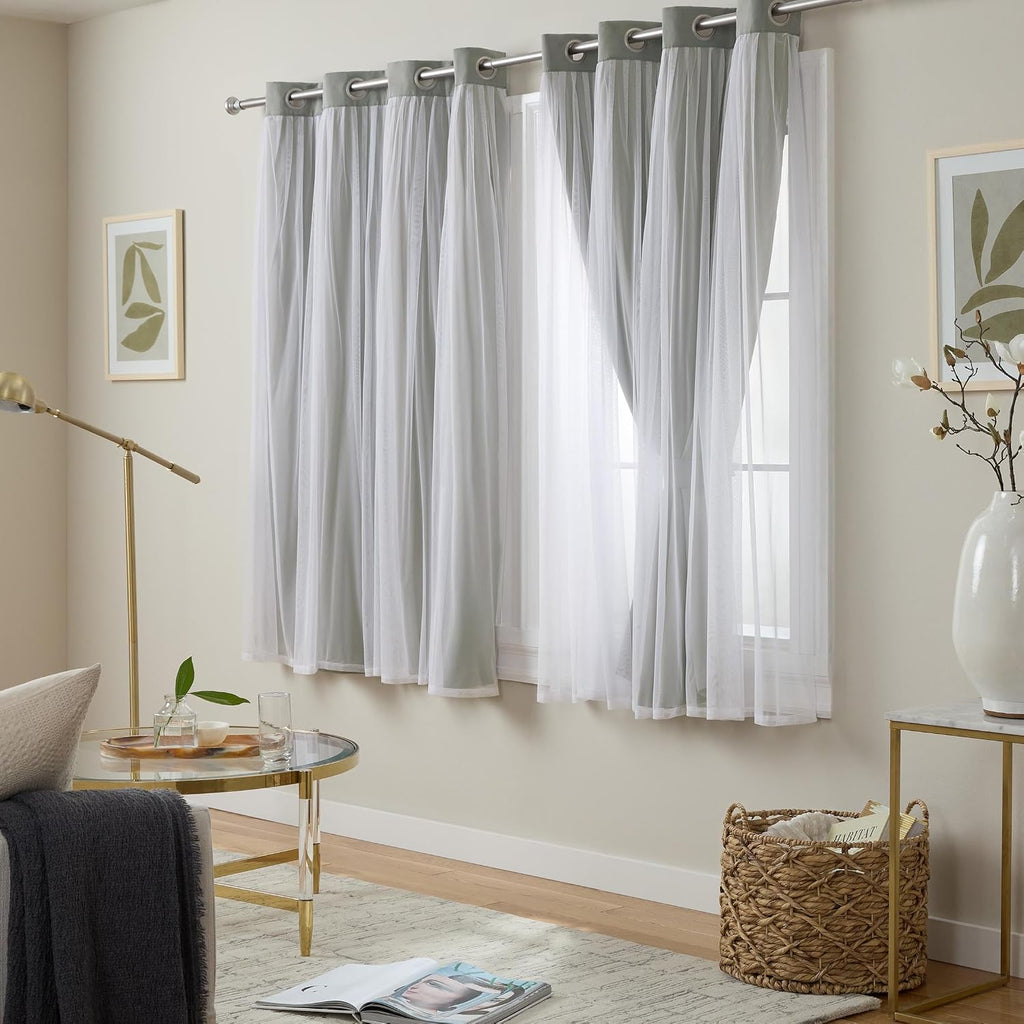 TOWN & COUNTRY LUXE Talia Double Layer Indoor Curtains, Sheer and Room Darkening Blackout, Grommet Top, Energy Efficient, 2-Pack Set, 52x…
