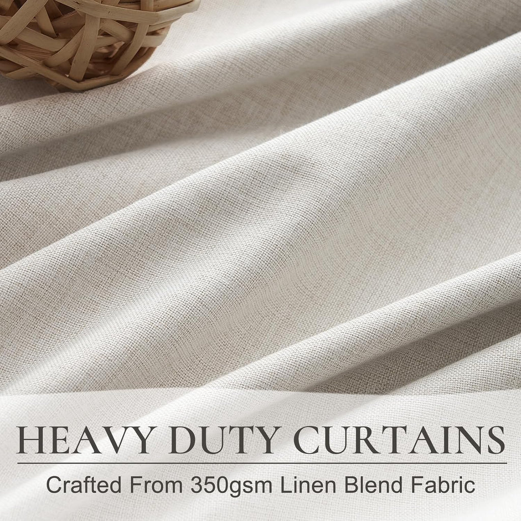 Qjmydeco 78 Inch Long Linen Blackout Curtains, 2 Panels Set for 76-80 inch Window Drapes Back Tab Pleated Boho Room Darkening Curtains for…