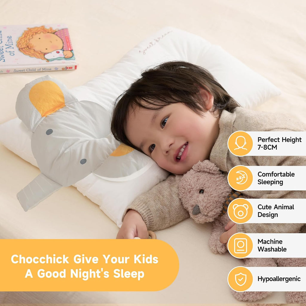 ChocChick Choc chick Toddler Pillow,20X12Inches Machine Washable Soft Hypoallergenic Kids Pillows, Child Cute Animal Design Perfect Toddler…