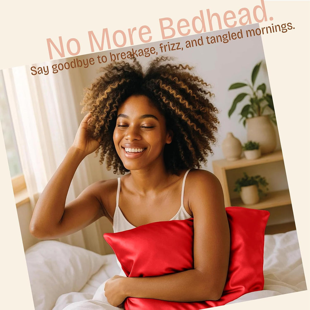 Blissford Satin Pillowcase with Zipper, for Hair and fabric comfort, Feels Soft and Cool Like a Silk Pillowcase, Red Satin Pillow Cases…