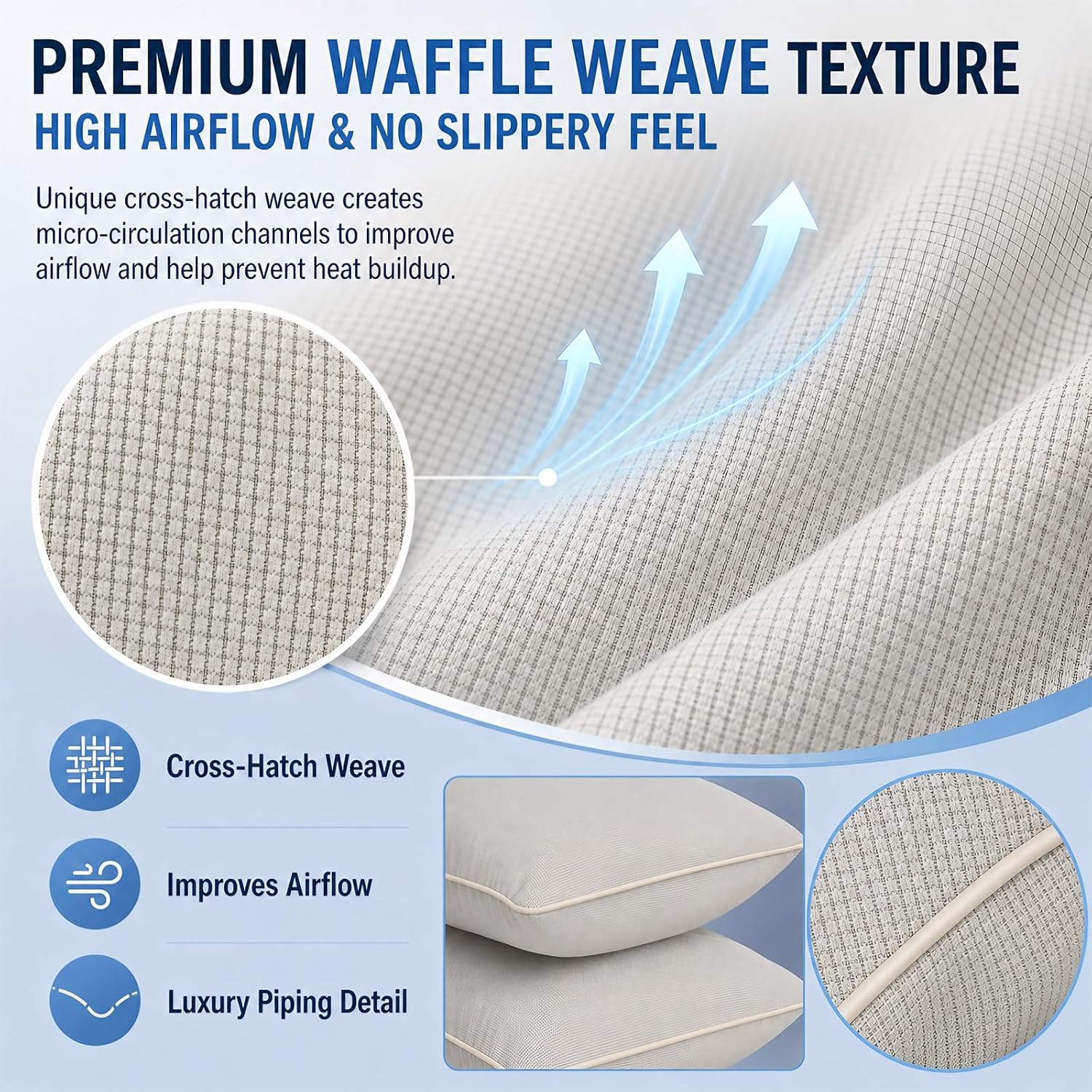 Cieltown Cooling Pillow Cases for Hot-Sleepers: Q-Max ≥0.4 Nylon Spandex Cool-to-Touch for Night Sweats - Waffle Weave for Dry & Com…