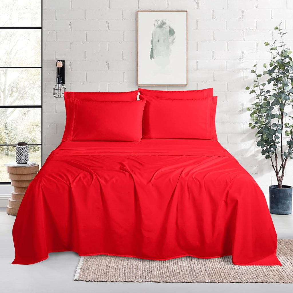 MocassiLuxuryBedding Mocassi Luxury 6-Piece Sheet Set, Ultra Soft 1800 Hotel Quality Microfiber Sheet Set, Fits Mattresses Up to 18 to 24 I…