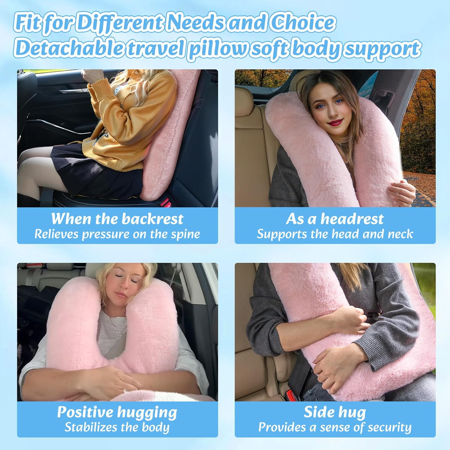 Swemos Travel Pillow, Car Pillow for Kids & Adults - Ergonomic Travel Pillows Sleeping Aid for Neck & Body Support, Car Travel Essentials…