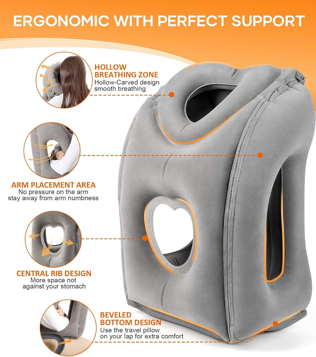 Sunany Travel Pillow, Upgraded Plane Pillow for Long Flights, Inflatable Neck Pillow Used for Airplanes, Cars, Buses, Trains, Office Napping…