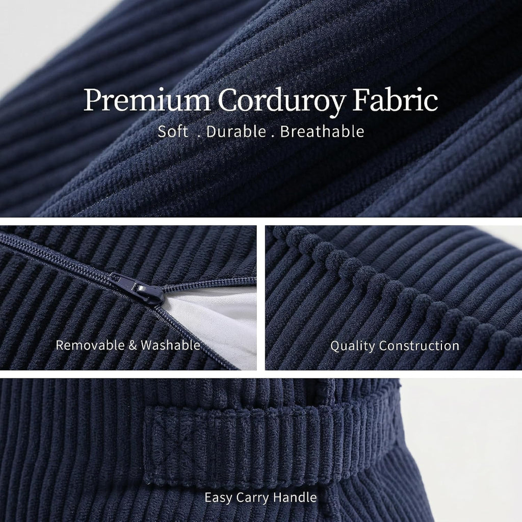 Ailuteie Pat. Pend. Corduroy Wedge Pillow with Lumbar Support, Triangle Cushion for Sofa, Couch, Bed or Recliner, Reading Pillow for Sittin…