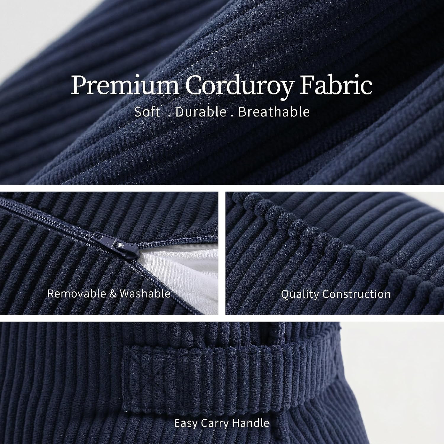 Ailuteie Pat. Pend. Corduroy Wedge Pillow with Lumbar Support, Triangle Cushion for Sofa, Couch, Bed or Recliner, Reading Pillow for Sittin…