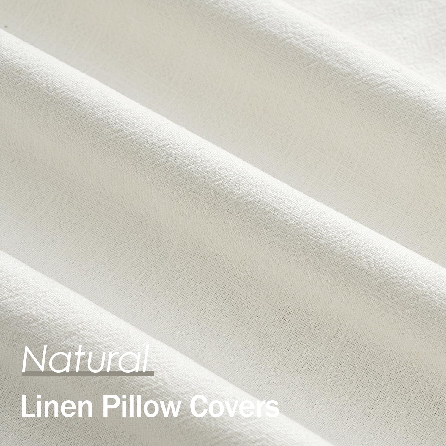 Anroduo Pack of 2 Decorative Linen Pillow Covers Cream White Euro Sham Neutral Farmhouse Boho Soild Cushion Case Soft Accent Pillowcase for…