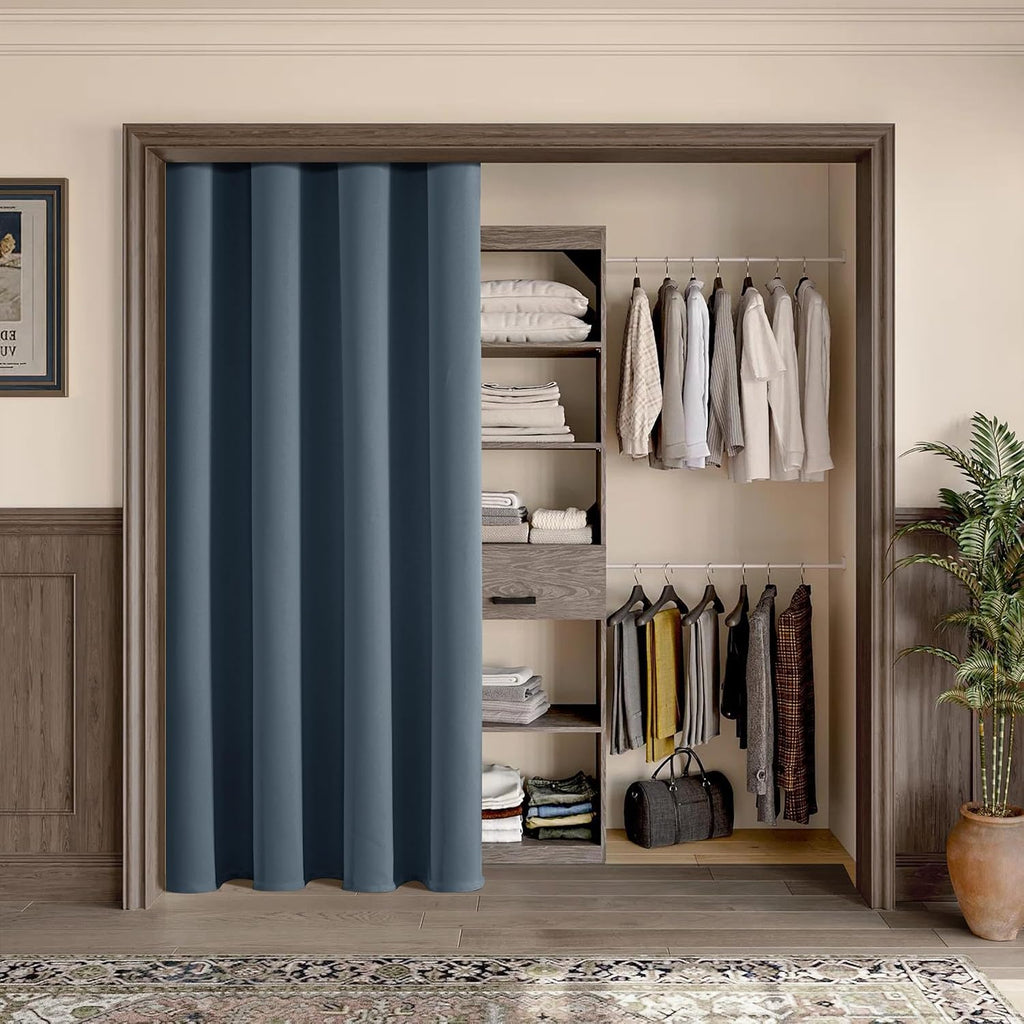 ChrisDowa Blackout Door Curtains for Doorway Privacy, Grommet Closet Curtains for bedroom closet door, Thermal Insulated Temporary Doorway…