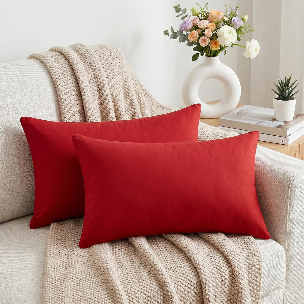 Thmyo 4-Pack 100% Cotton Lumbar Comfortable Solid Decorative Throw Pillow Case Rectangle Cushion Cover Pillowcase Blank Valentines Day DIY…
