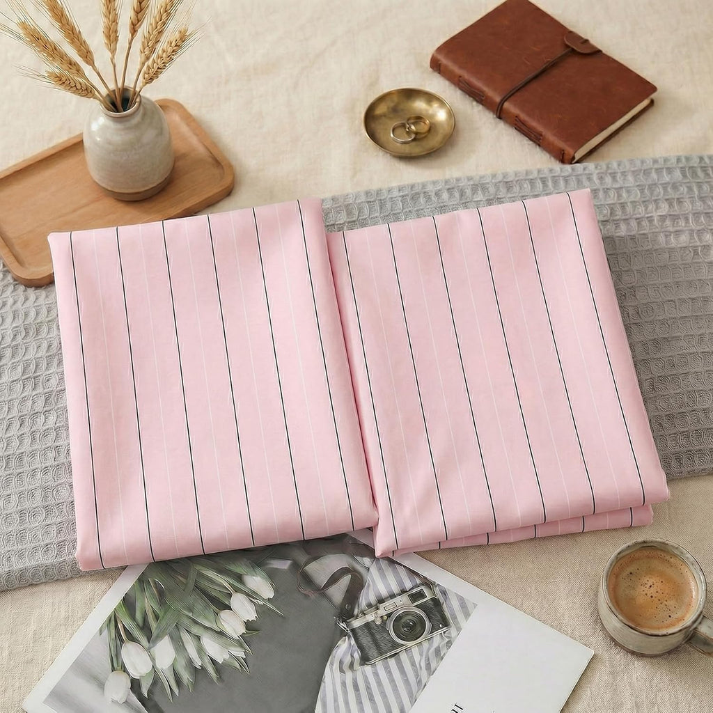 Merryword Pink Striped Pillowcases, 100% Cotton Pillow Cases, King Size Pillowcases, Soft Breathable Pinstripe Pillow Covers, Set of 2 Cott…
