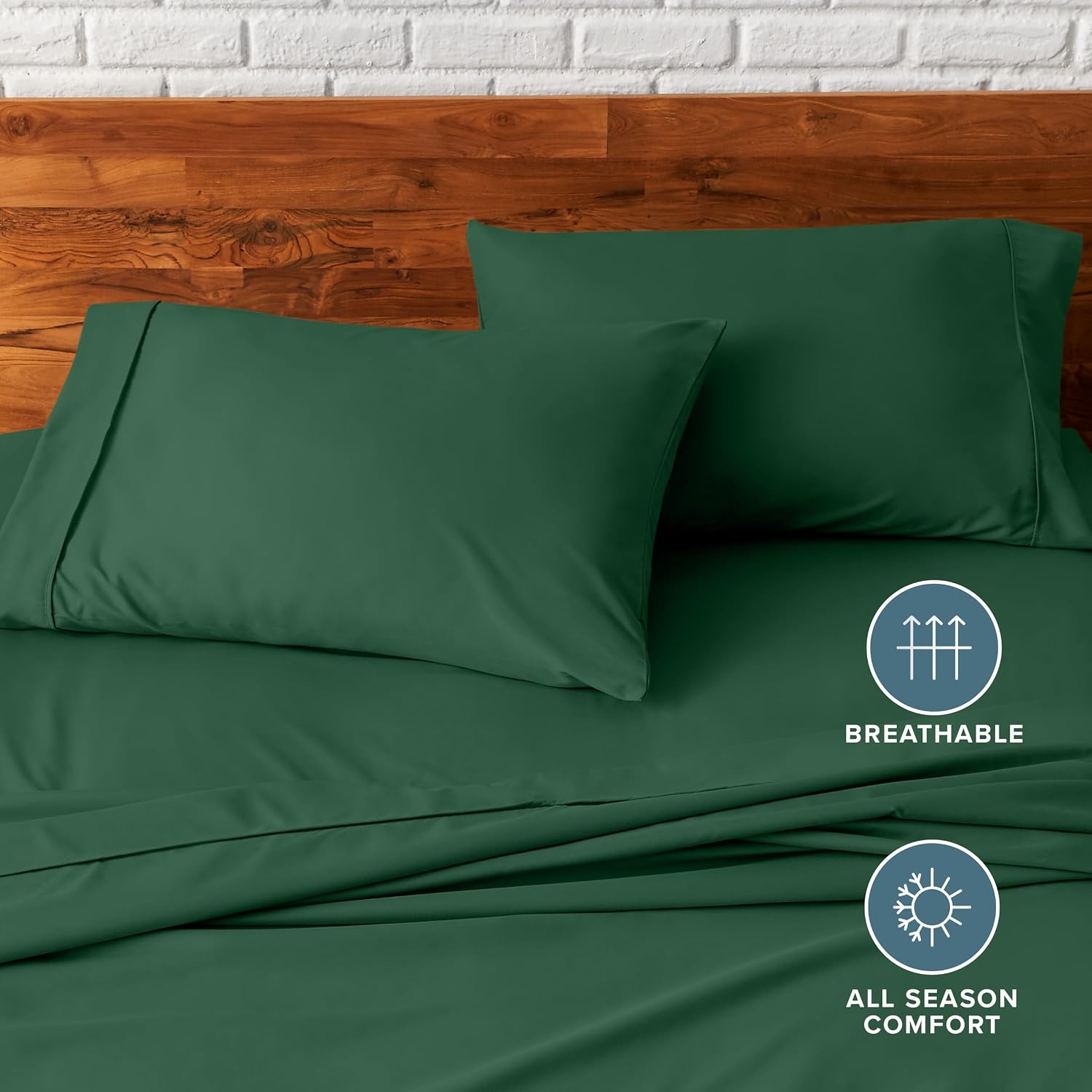 BareHome Bare Home Microfiber Pillow Cases - King Size Set of 2 - Cooling Pillowcases - Double Brushed - Forest Green Pillowcases 2 Pack -…