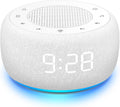 Buffbee Sound Machine & Alarm Clock 2-in-1, 0-100% Clock Face Brightness, Bottom Colored Light, Sleep Timer, Precise 30-Level Volume…
