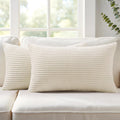 Mecatny Corduroy Summer Decorative Throw Pillow Covers 12x20 Set of 2 for Sofa Living Room, Soft Neutral Boho Couch Pillow Covers for…