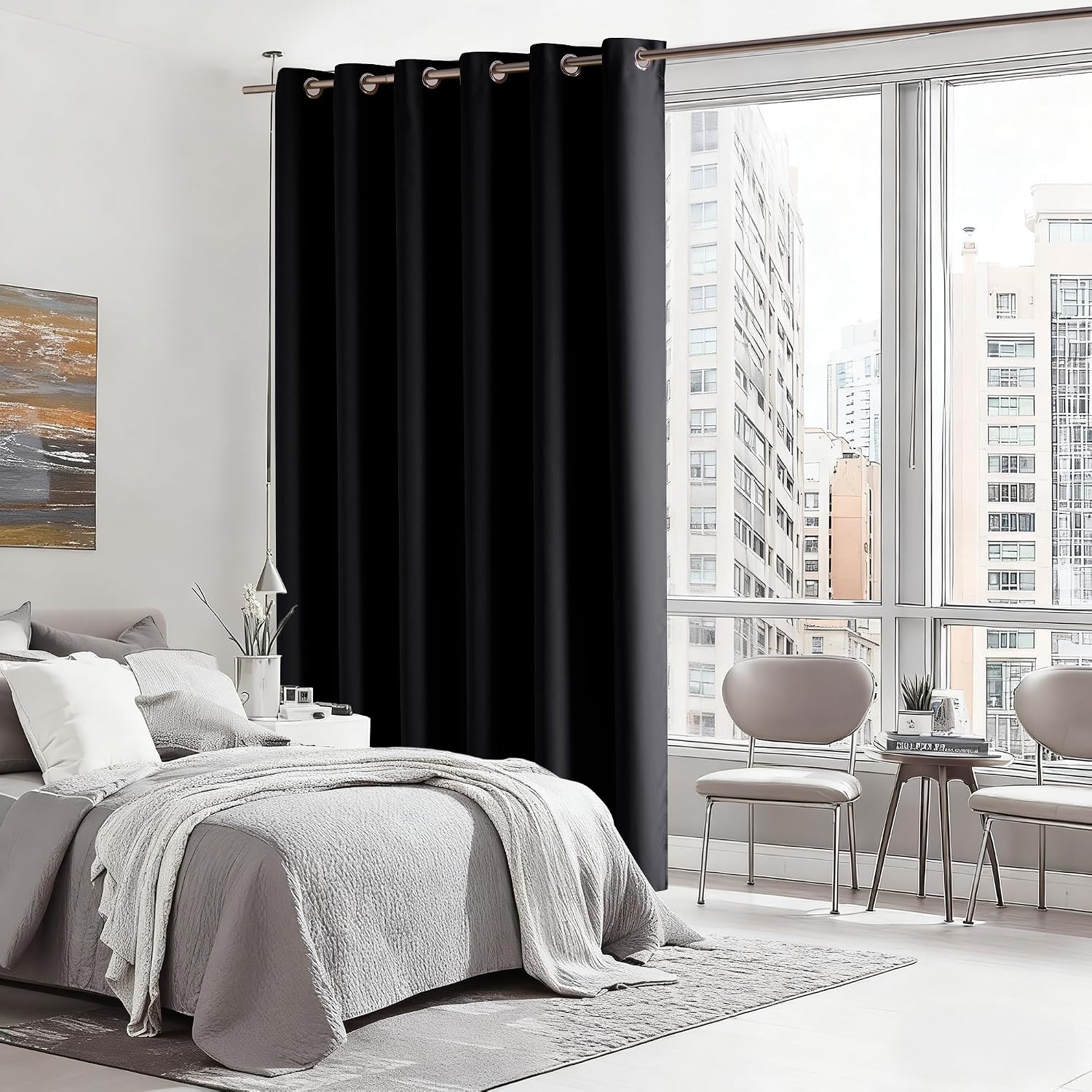 Rybhome RYB HOME Blackout Thermal Insulated Curtains, Portable Curtain for Sliding Glass Door/Storage/Space Room Divider, Large Window Trea…