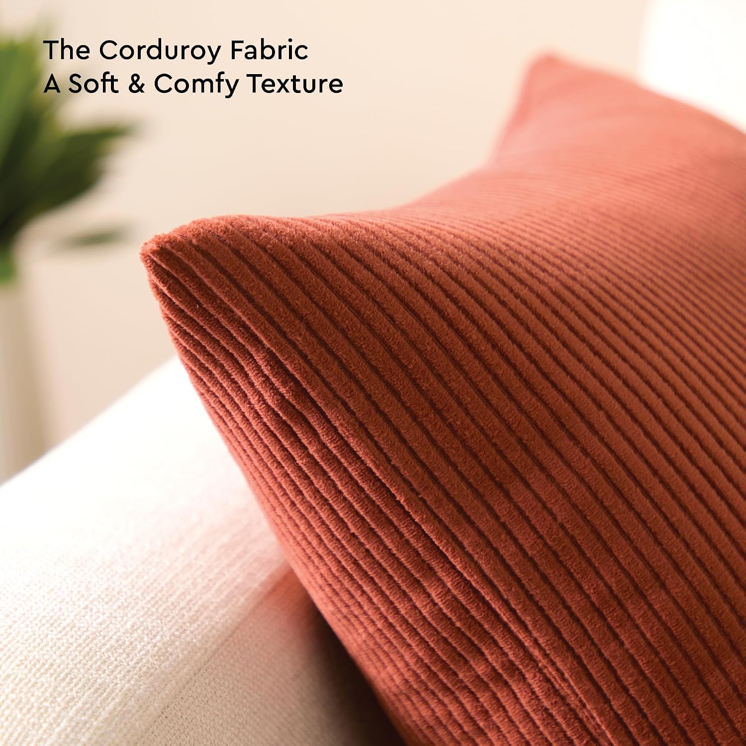 EncasaXO Encasa XO Corduroy Throw Pillows Covers 24"x24", Set of 2 Soft Textured Striped Boho Pillow Covers | Decorative and Cozy Cushion C…