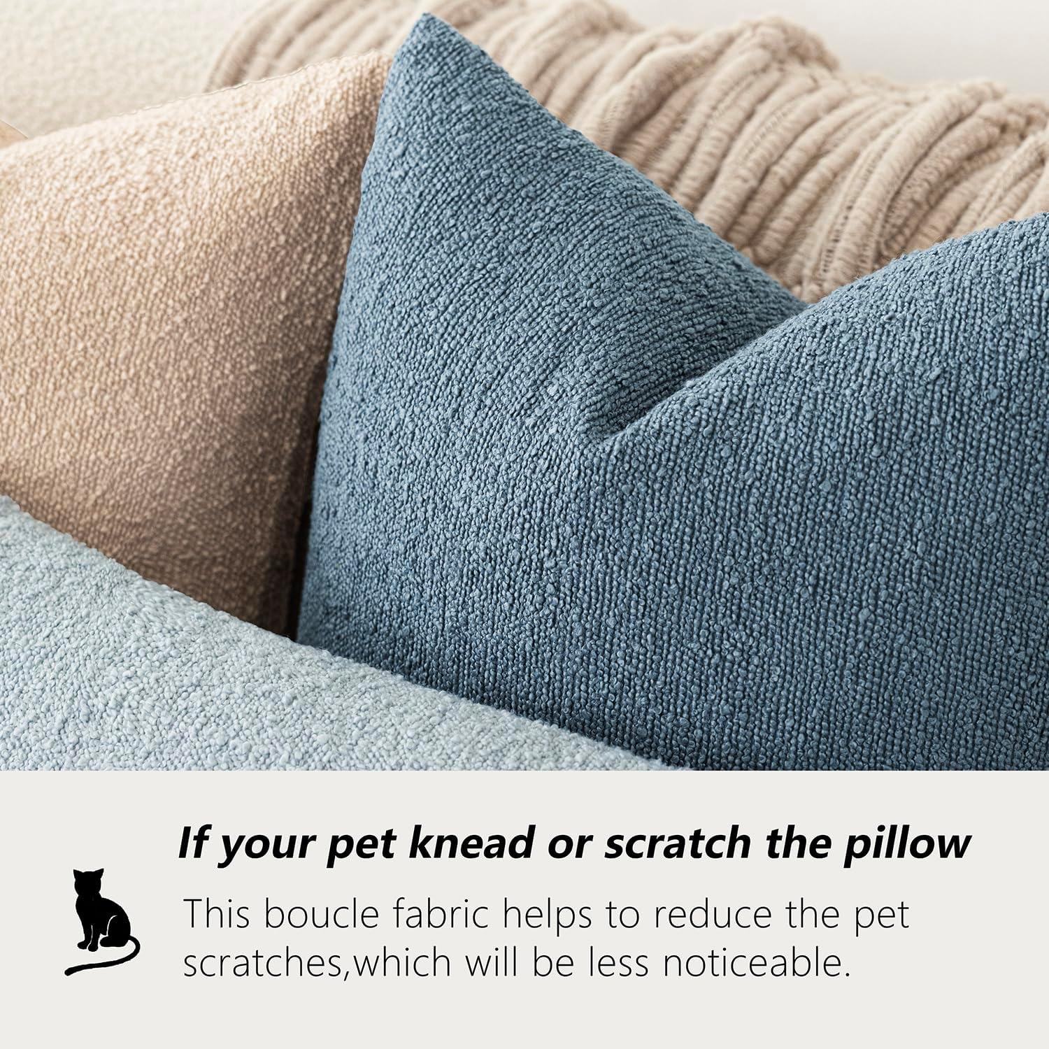 Foindtower Decorative Textured Boucle Throw Pillow Covers Accent Solid Pillow Cases Neutral Soft Cozy Couch Cushion Case for Chair Sofa…