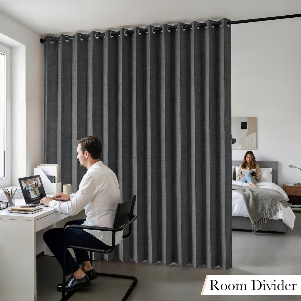 RYB HOME Accordion Style Room Divider Curtain-100% Blackout Folding Accordion Curtain for Sliding Glass Door/Bedroom, Privacy Assurd…