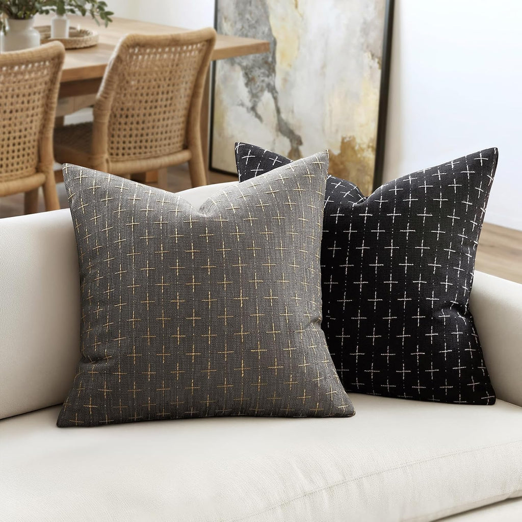 MIULEE Pack of 2 Decorative Burlap Linen Throw Pillow Covers Modern Farmhouse Vintage Pillowcase Rustic Woven Textured Cushion Cover for…