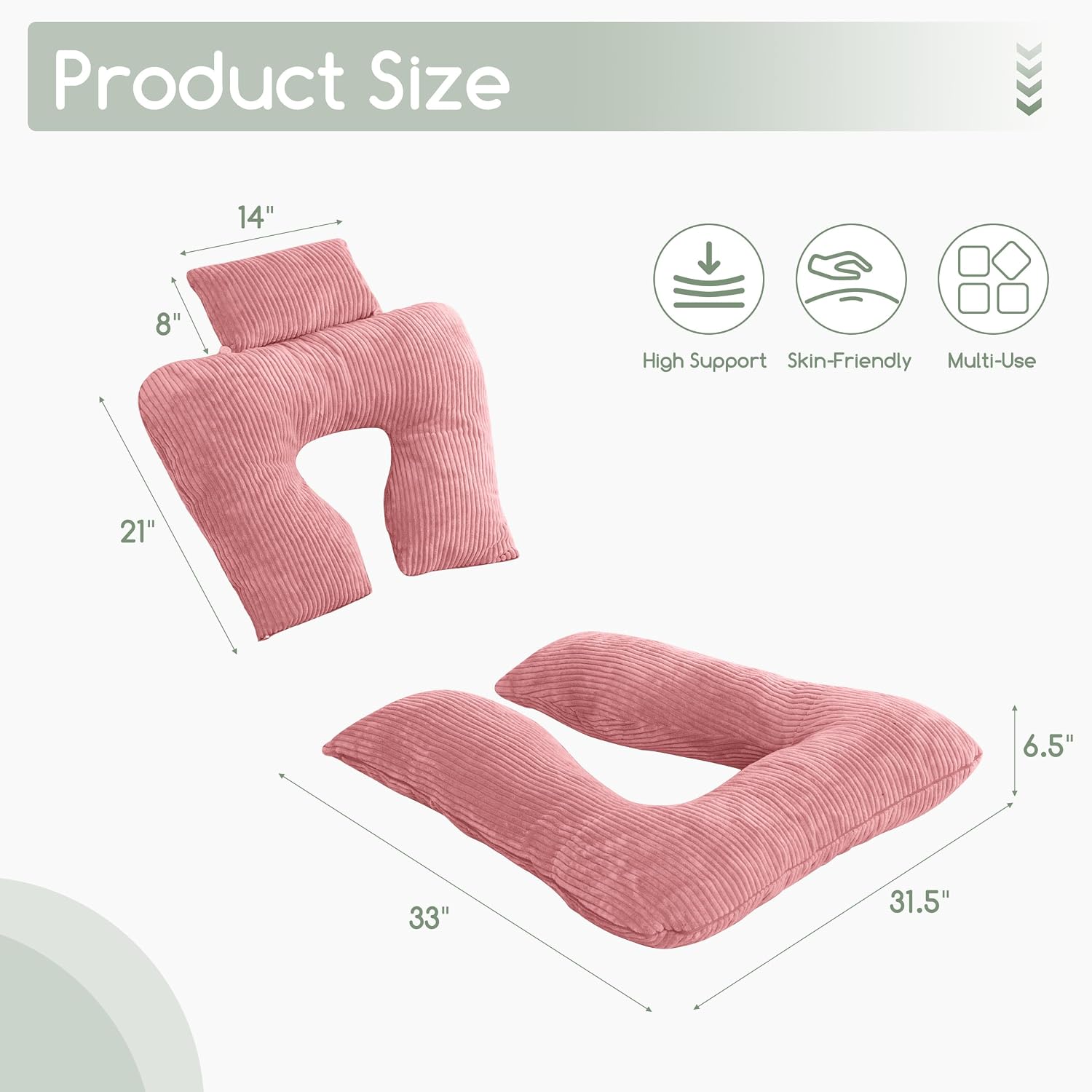 Higogogo Reading Pillow, Back Pillow for Sitting in Bed and Couch, Gaming Pillow for Adults, Sit Up Support for Bed, Pink Pink