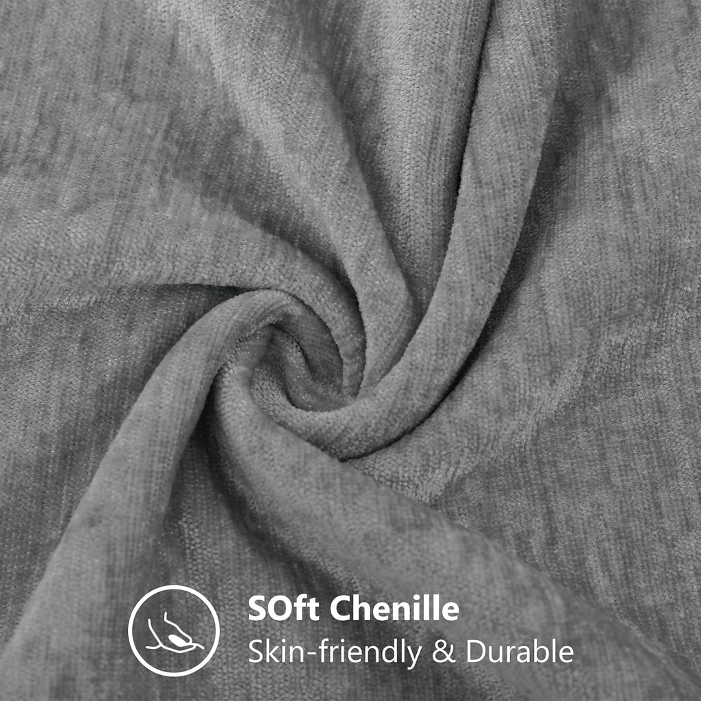decorUhome Chenille Dark Grey Throw Pillow Covers 26x26 Inch Set of 2, Decorative Soft Couch Pillow Covers Solid Dyed Accent Velvet Farmhou…