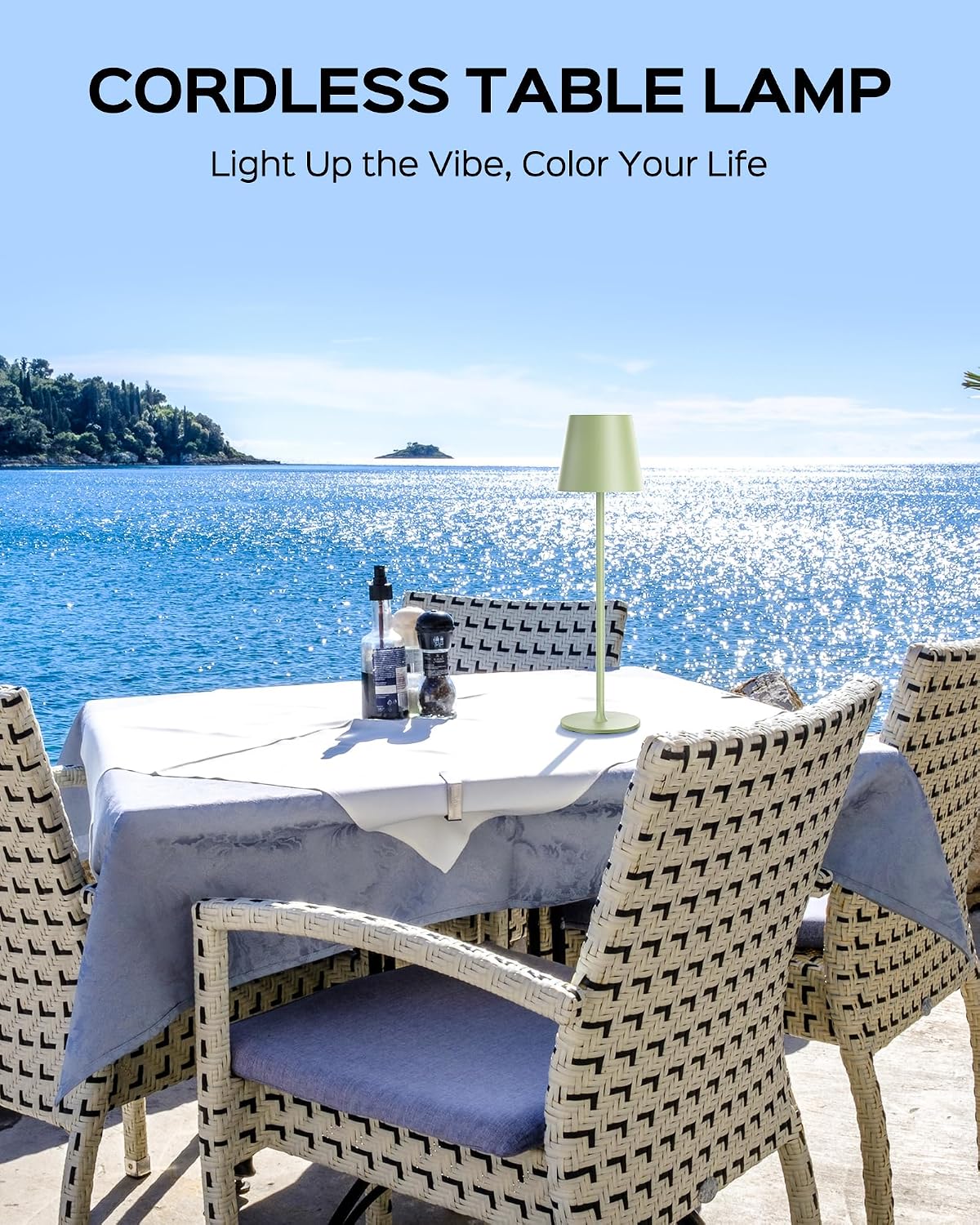 Cordless Table Lamps Rechargeable, 3 Adjustable Height, 5000mAh Battery Operated, 3 Colors Smooth Dimming, Portable LED Waterproof Table…