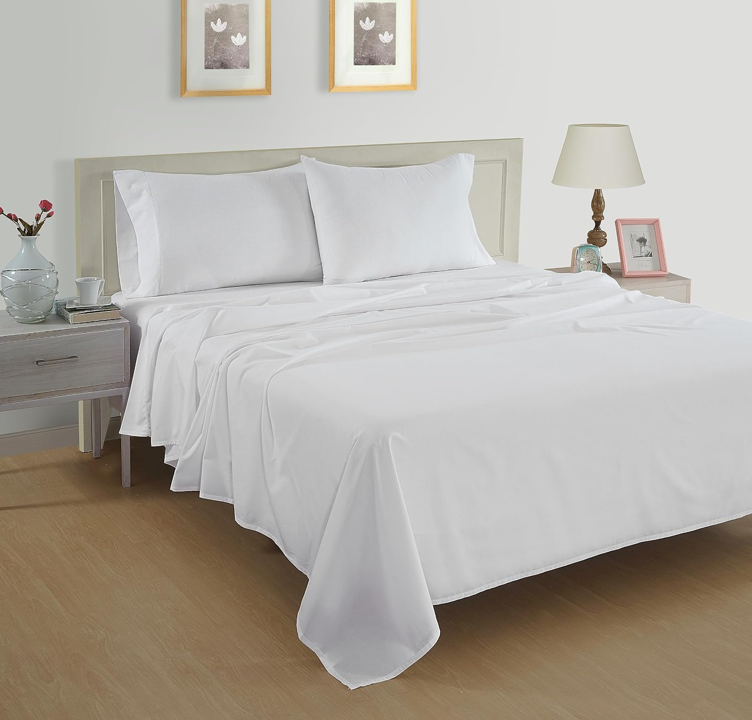 LaneLinen LANE LINEN 100% Organic Cotton King Sheet Set, 4Pc Cotton Sheets King Size, Breathable Bedding Sheet & Pillowcases, Hotel Luxury…