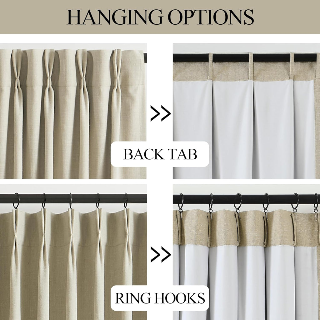 VisionHome Vision Home Sand Pinch Pleated Full Blackout Curtains Linen Blended Room Darkening Window Curtains 84 inch for Living Room Bedro…