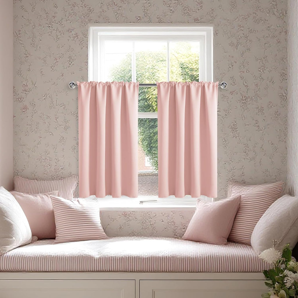 DWCN Blackout Curtains for Living Room Thermal Insulated, Energy Saving & Noise Reducing Bedroom Curtains, Blush Pink, W 52x L 36 Inch…