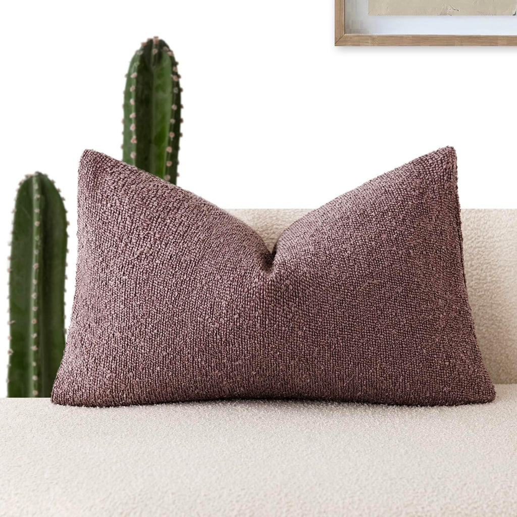 Foindtower Decorative Textured Boucle Throw Pillow Covers Accent Solid Lumbar Pillow Cases Neutral Soft Cozy Couch Cushion Case for Chair…