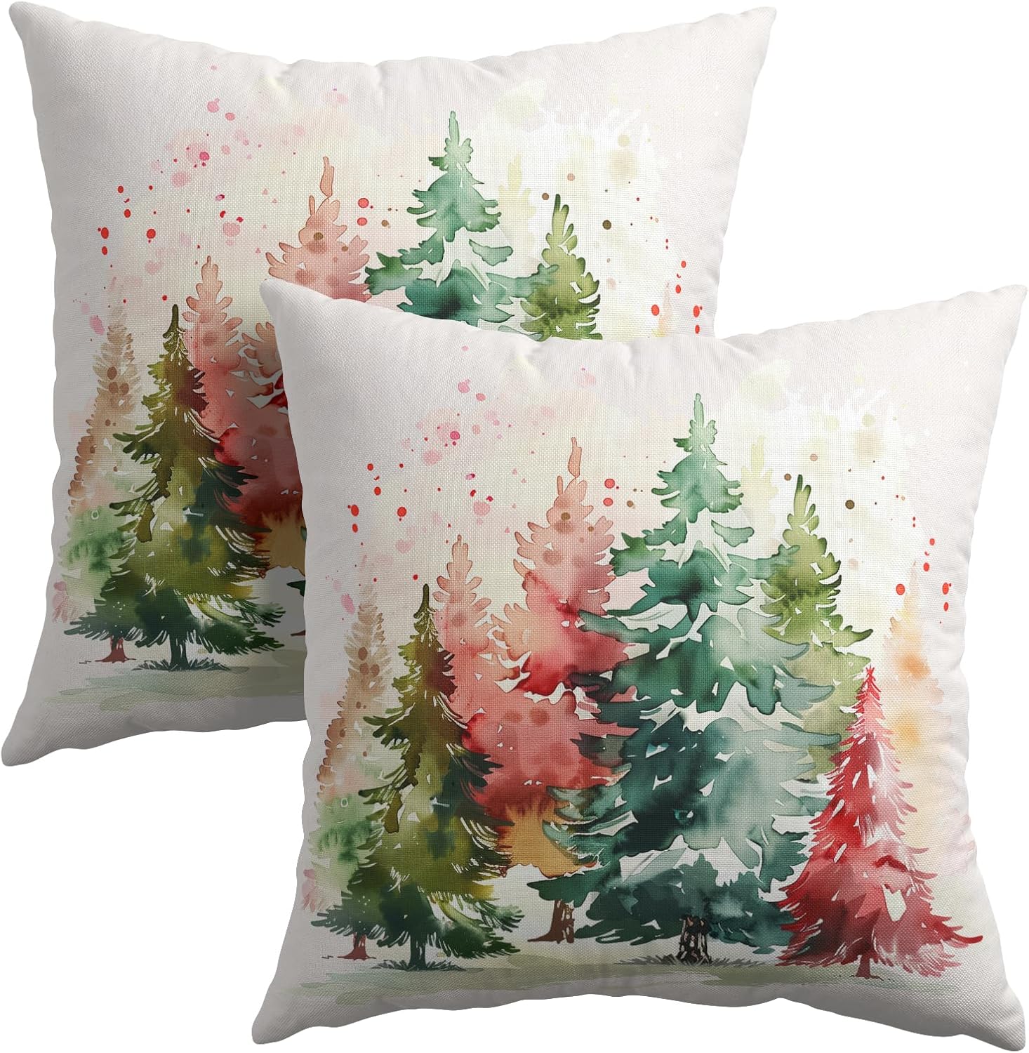 Granbey Christmas Tree Outdoor Throw Pillow Cover 16x16 Inch Set of 2 Winter Colorful Pine Tree Cushion Covers Xmas Holiday Theme Accent Pi…