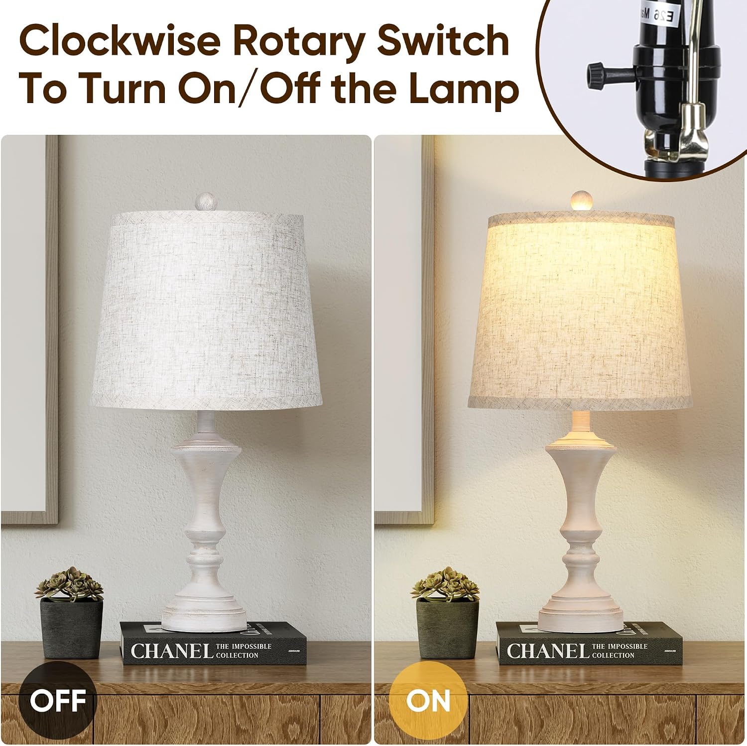 Retro Table Lamps Set of 2 Nightstand Lamp for Bedroom Vintage Rustic Table Lamps for Living Room Traditional Nightstand Bedside Lamps…