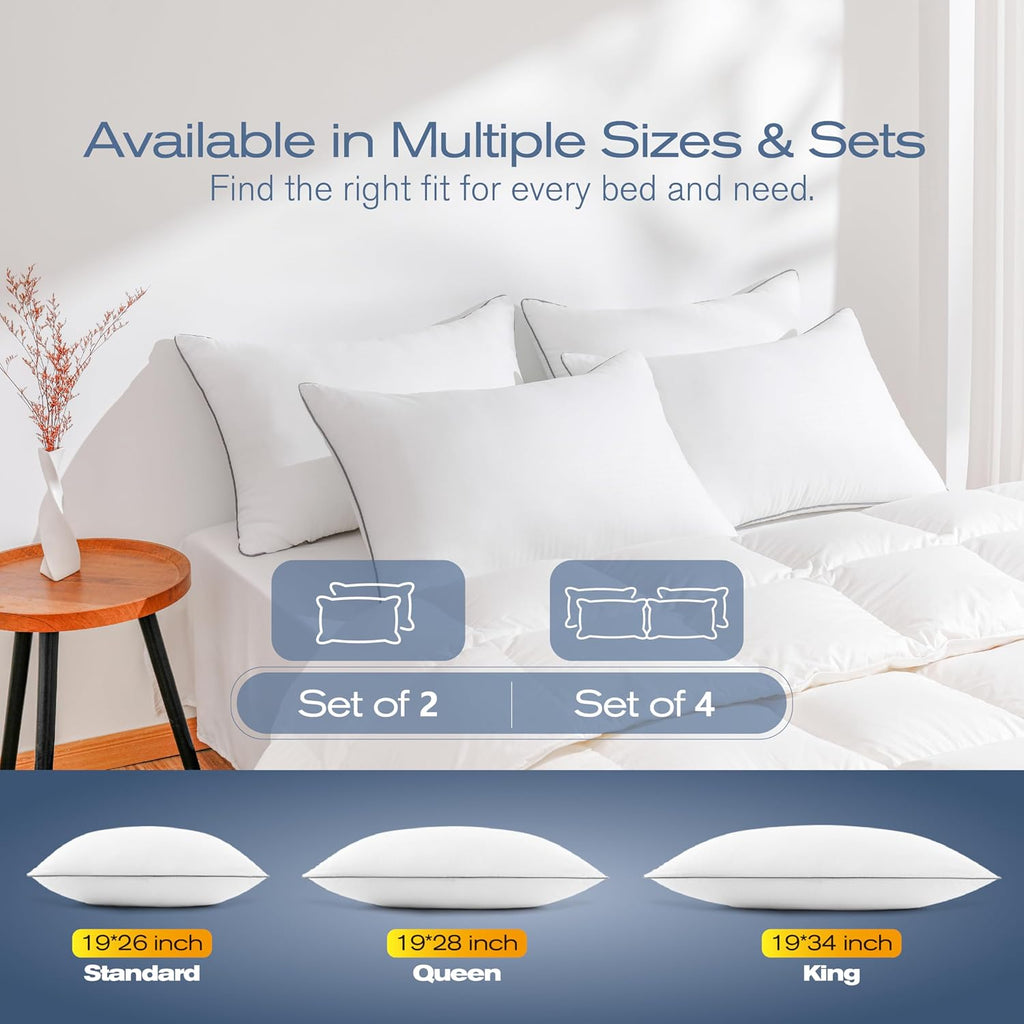 King Size Pillows Set of 4, Ultra Thick Down Alternative Bed Pillows, Cooling Hotel Quality King Size Pillows for Back, Stomach or Side…