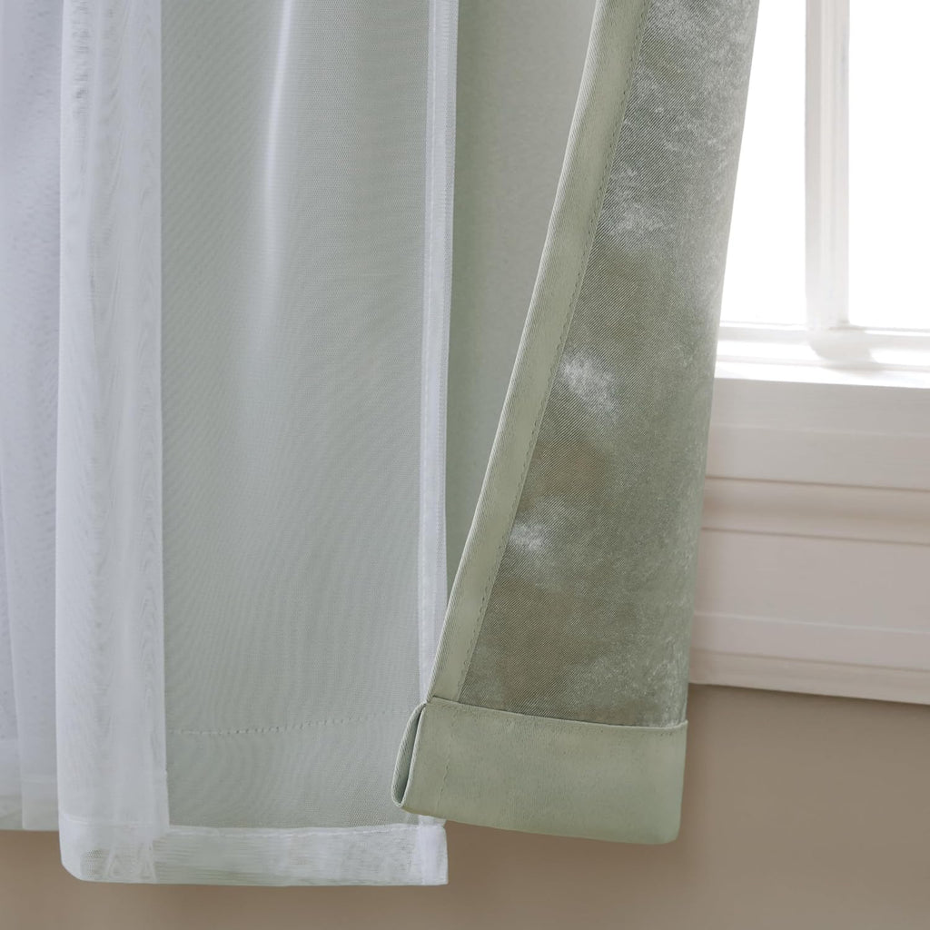 TOWN & COUNTRY LUXE Talia Double Layer Indoor Curtains, Sheer and Room Darkening Blackout, Grommet Top, Energy Efficient, 2-Pack Set…