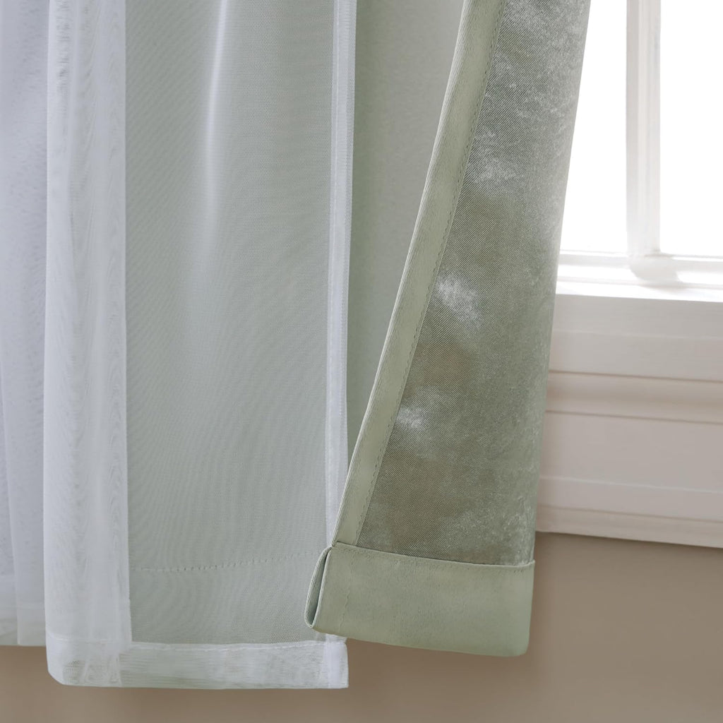 TOWN & COUNTRY LUXE Talia Double Layer Indoor Curtains, Sheer and Room Darkening Blackout, Grommet Top, Energy Efficient, 2-Pack Set…