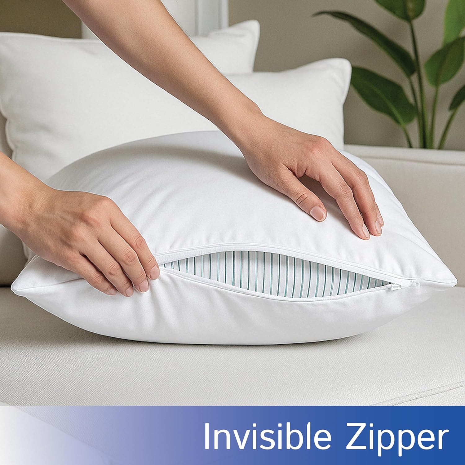 Euro Size Pillow Protectors (Set of 2) - European Square 28x28 Pillow Covers Waterproof Hypoallergenic Dust Proof Zippered Encasement