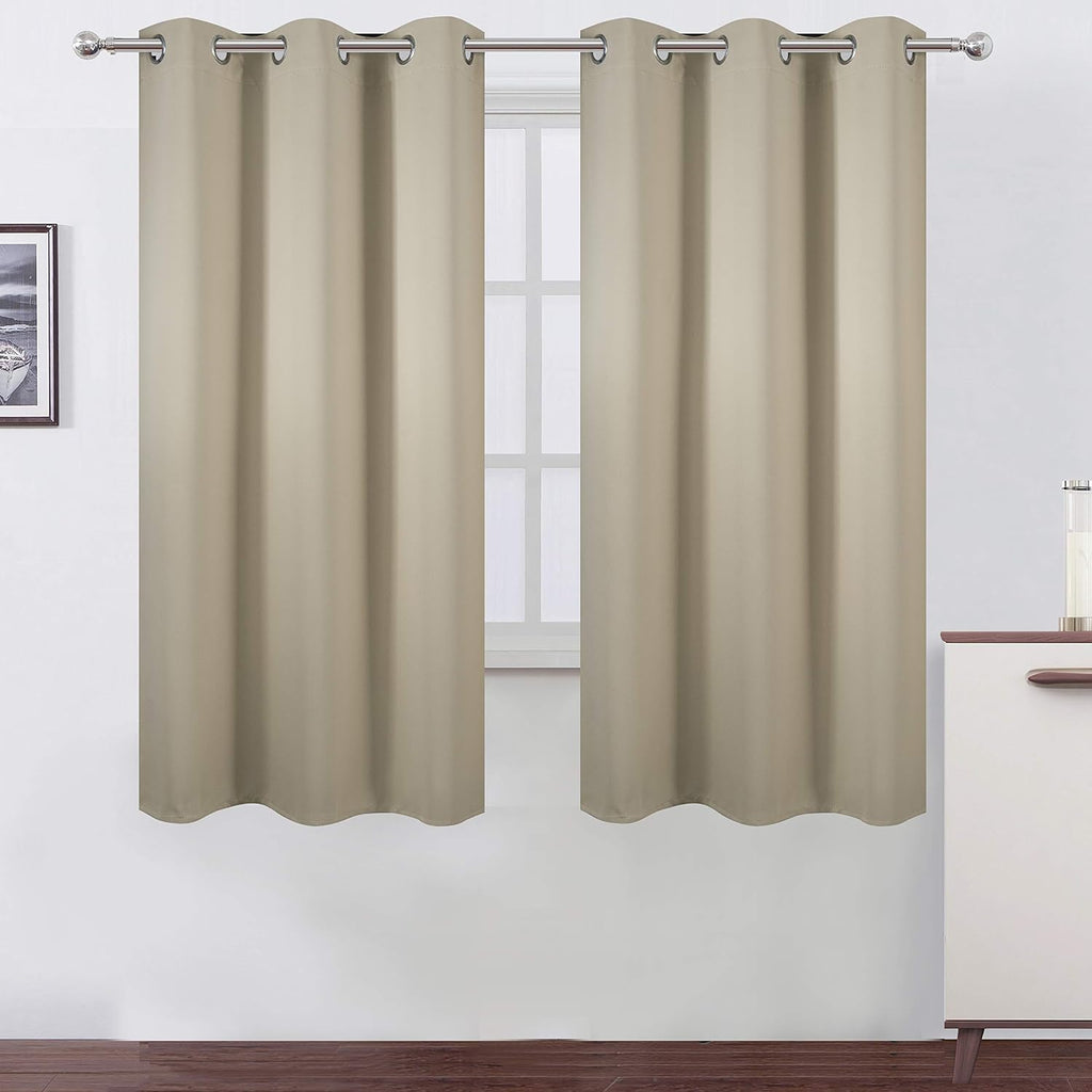 Lemomo Beige Blackout Curtains 34 x 63 Inch Length/Set of 2 Curtain Panels/Thermal Insulated Room Darkening Blackout Curtains for Bedroom 6…
