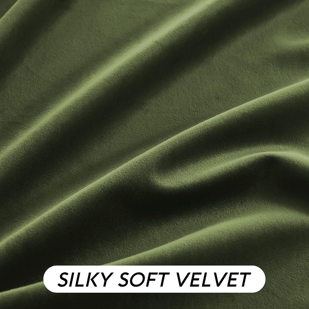Rybhome RYB HOME Elegant Green Velvet Curtains 120 inches Long, Light Blocking, Thermal Insulated, Stylish Velvet Drapes with Hook Belt for…