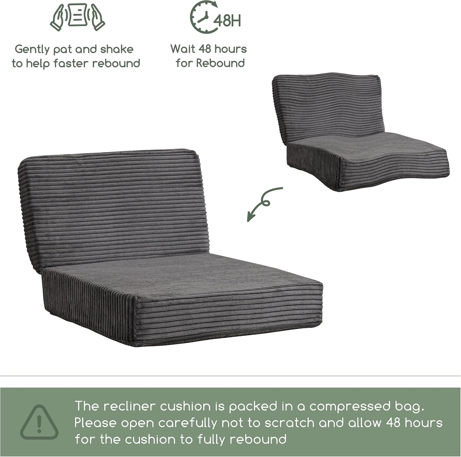 HIGOGOGO Corduroy Recliner Chair Cushion with Lumbar Support Pillow Soft Non-Slip 4" Thick Seat Pad Prevent Buttocks & Back Pain in…