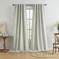 Keqiaosuocai Greyish Beige Blackout Curtains 100 Inches Long 2 Panels Back Tab Pocket Hook Belt Full Black Out Thermal Insulated Boho Windo…