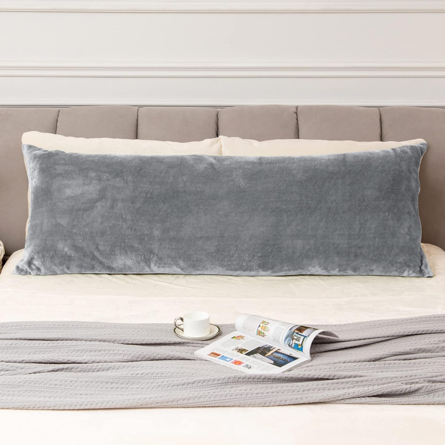 Bedelite Body Pillow Cover with Zipper Closure, Super Soft and Cozy Fuzzy Fleece Body Pillowcase 20 x 54 Inches, Luxury Fluffy Plush Long B…