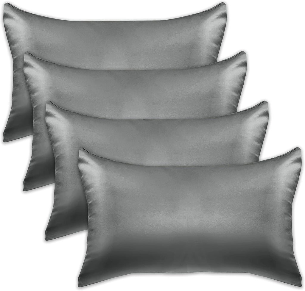 Elegantcomfort Elegant Comfort 4-Pack King Size Viscose Satin Pillowcase Set with Hidden Zipper Closure, Silky Smooth for Hair and Skin Car…