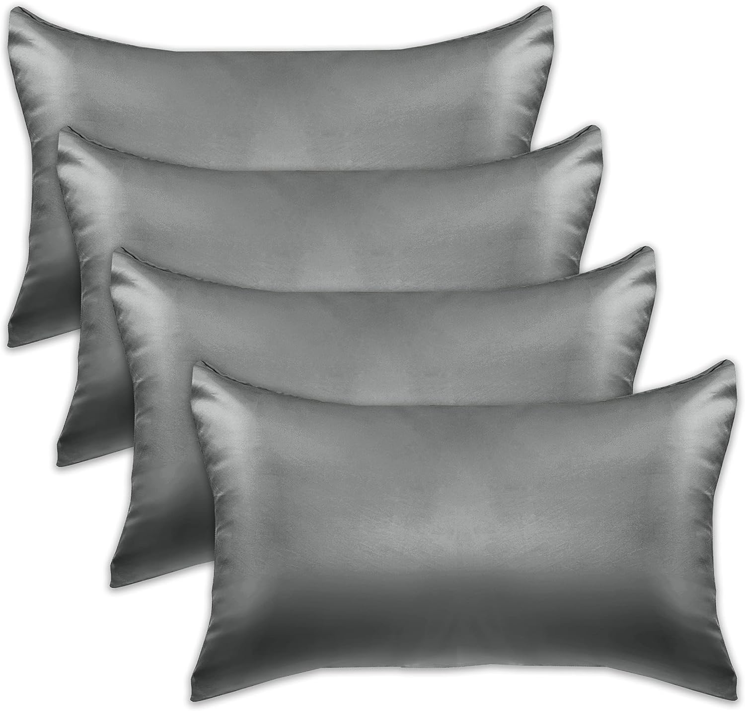 Elegantcomfort Elegant Comfort 4-Pack King Size Viscose Satin Pillowcase Set with Hidden Zipper Closure, Silky Smooth for Hair and Skin Car…