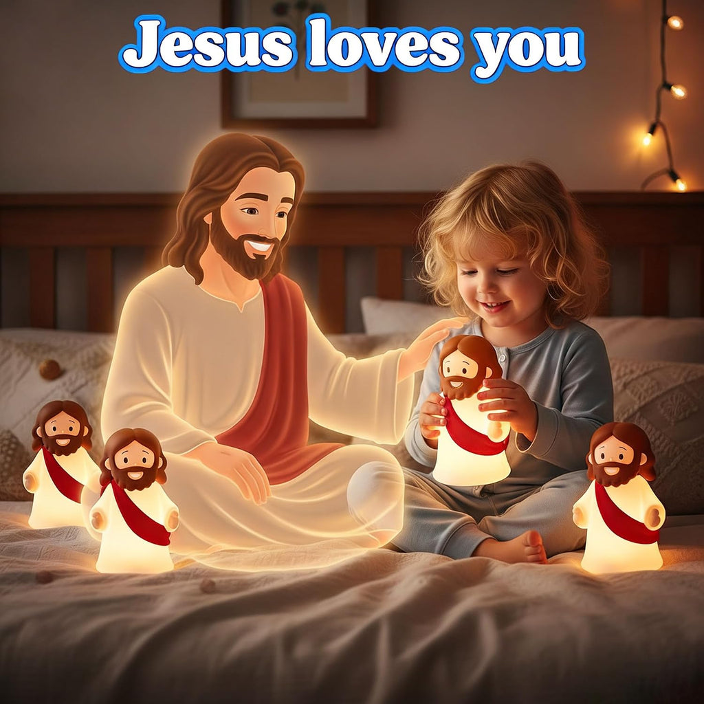 Jesus Night Light Rechargeable Bedside Night Light Dimmable Silicone LED Light Ideal for Religious Gatherings, Gifts for Sunday School…