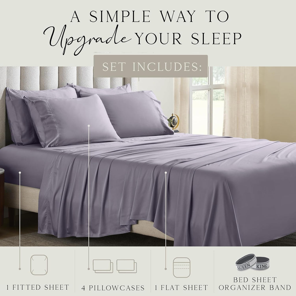 KARISSA MAE 6 Piece Pure Viscose from Bamboo King Size Sheet Set | 100% FSC Certified | Luxuriously Soft | Cooling | 18" Deep Pocket…