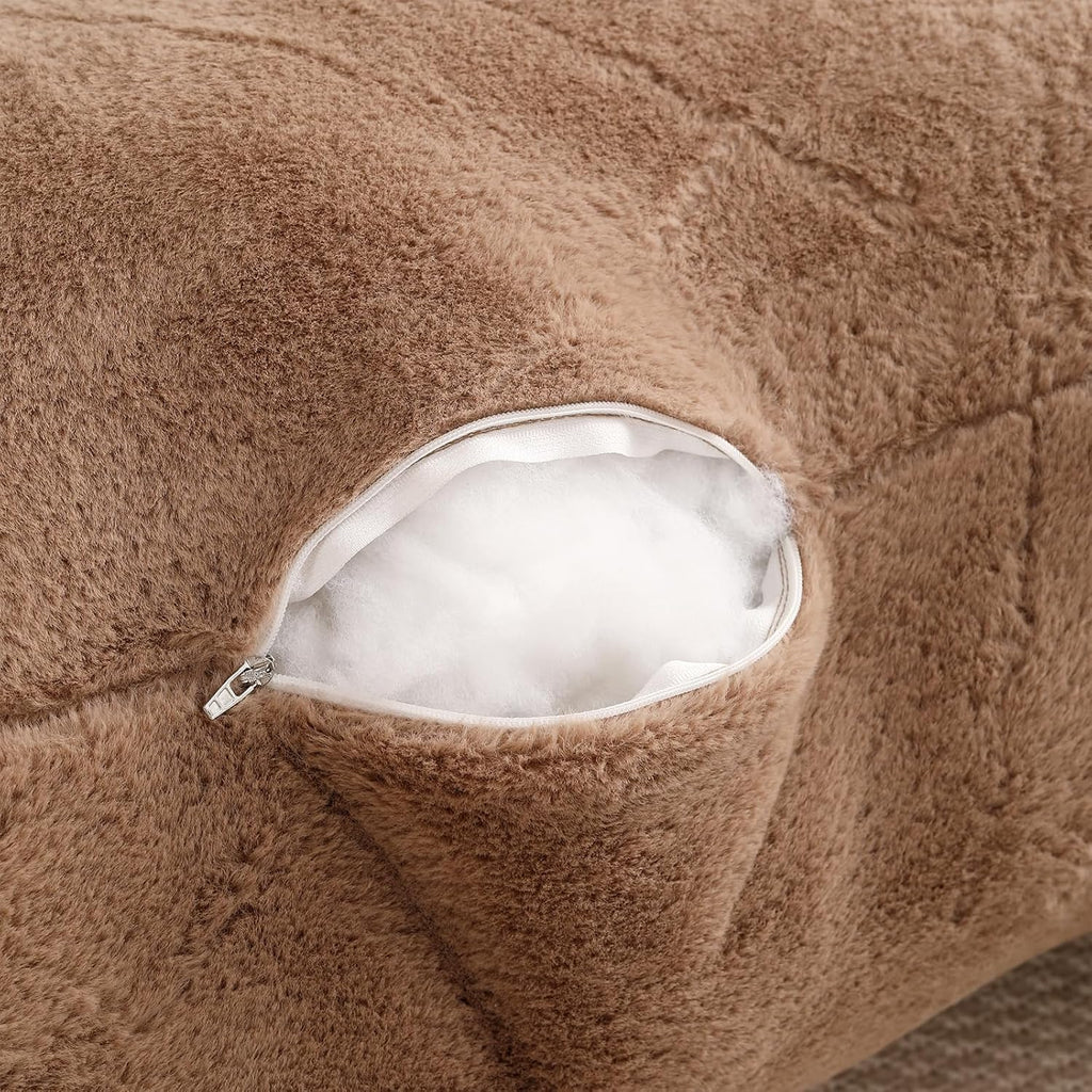 Pajeo Aesthetic Reading Pillow for Bed, Soft Faux Fur Sitting Pillow with Arms for Gaming & Lounging, Oeko-TEX Certified Plush Backrest Pillo…