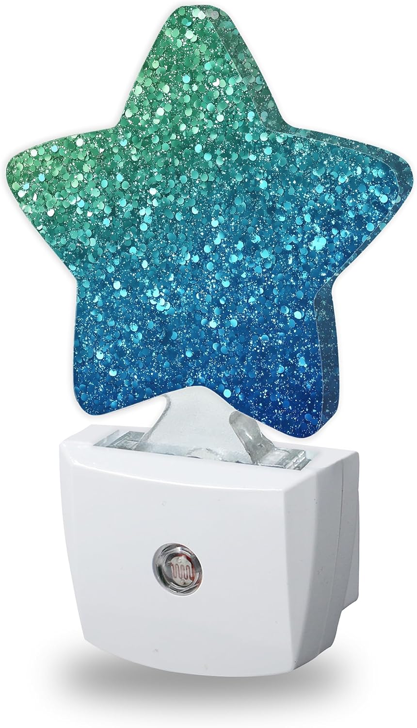 Green Blue Glitter Night Lights Plug Into Wall, Shiny Dusk to Dawn Light Sensor Night Light for Kids, Energy Efficient Sleep Friendly Lamp…