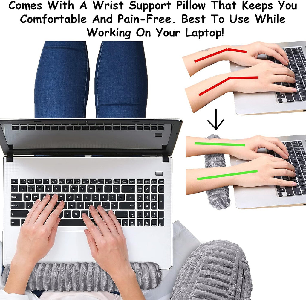 Homie Reading Pillow with Reading Light and Wrist Support, Has Arm Rests, and Back Support for Bed Rest, Lounging, Reading, Working on…
