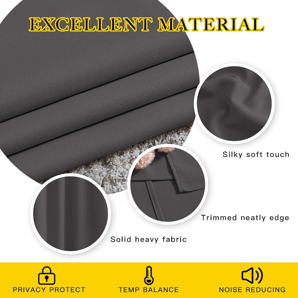 NICETOWN Blackout Curtains Panels for Bedroom - 3 Pass Microfiber Noise Reducing Thermal Insulated Solid Ring Top Blackout Window Drapes…