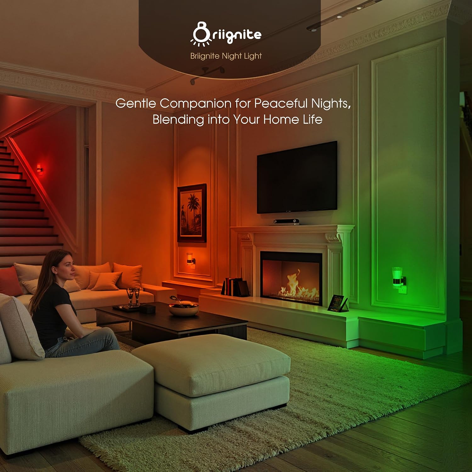 Briignite Night Light, Night Lights Plug into Wall, RGB Color LED NightLight with Dusk to Dawn Sensor, 180° Rotating Night Lights…