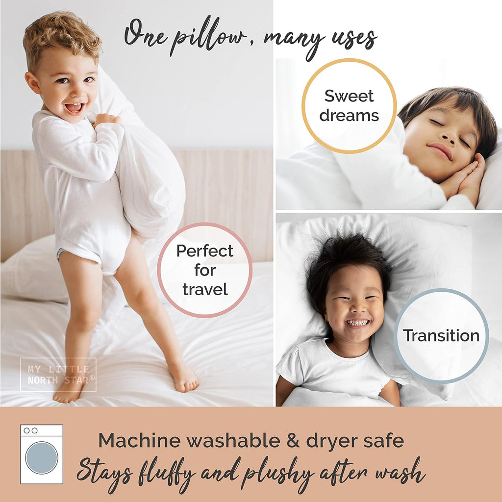 MyLittleNorthStar Toddler Pillow with Pillowcase - 13x18 Soft Organic Cotton Toddler Pillow for Sleeping - Washable Nap Pillow - Travel Pil…